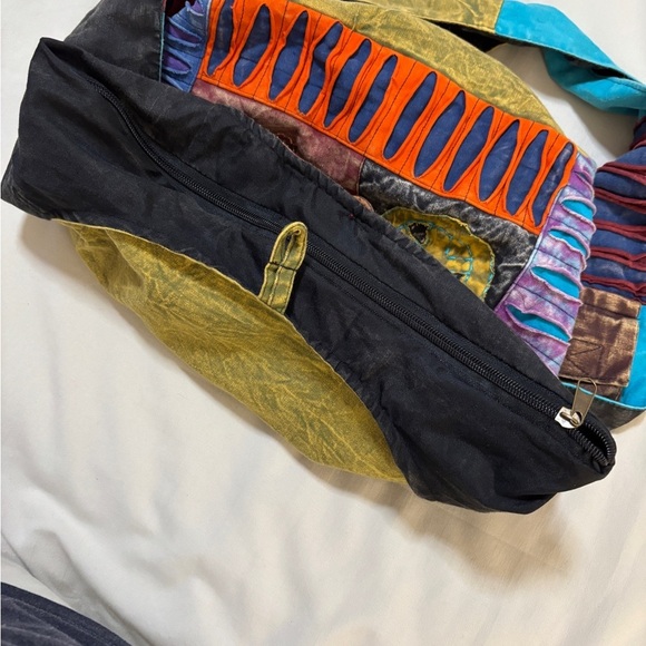 Boho Patchwork Crossbody Bag Peace Ohm Flower Symbols Festival Sling Bag SKU3 - Picture 7 of 12